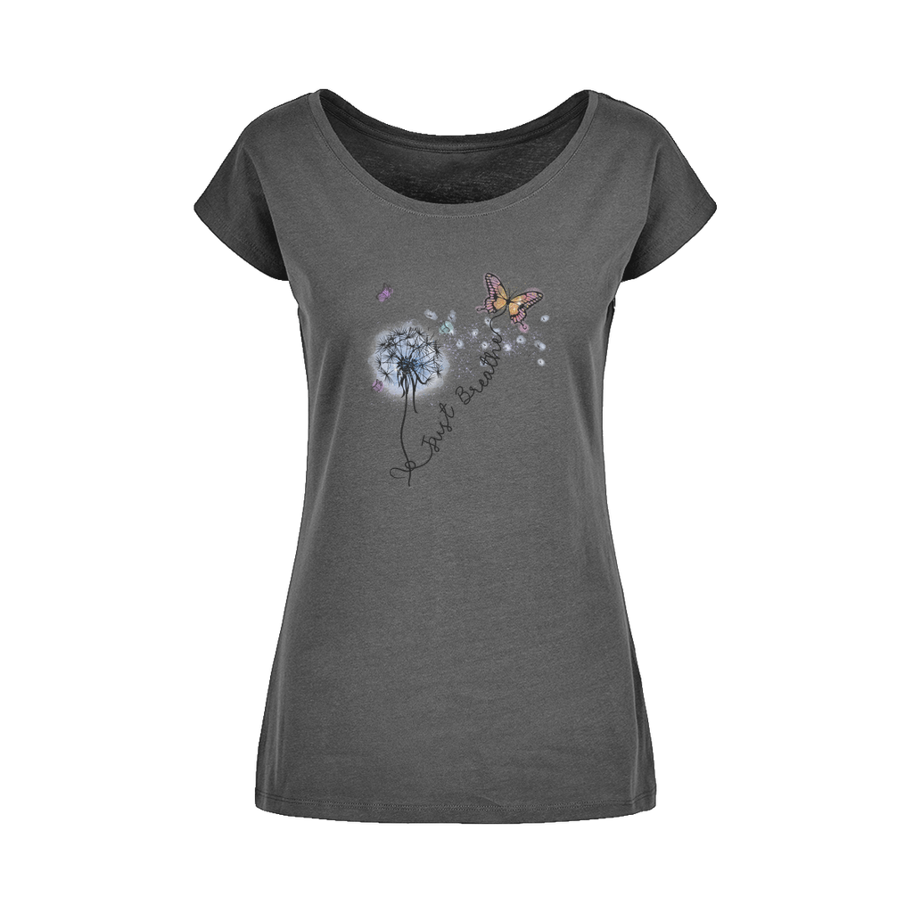 Just Breathe Butterfly Wide Neck Womens T-Shirt XS-5XL