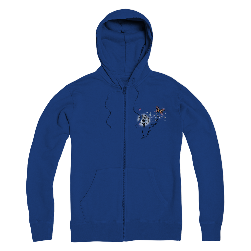 Just Breathe Butterfly Premium Adult Zip Hoodie