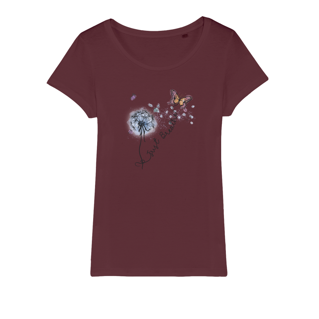 Just Breathe Butterfly Organic Jersey Womens T-Shirt