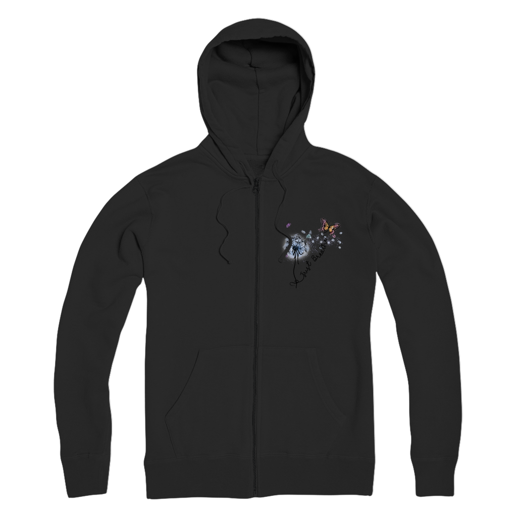 Just Breathe Butterfly Premium Adult Zip Hoodie