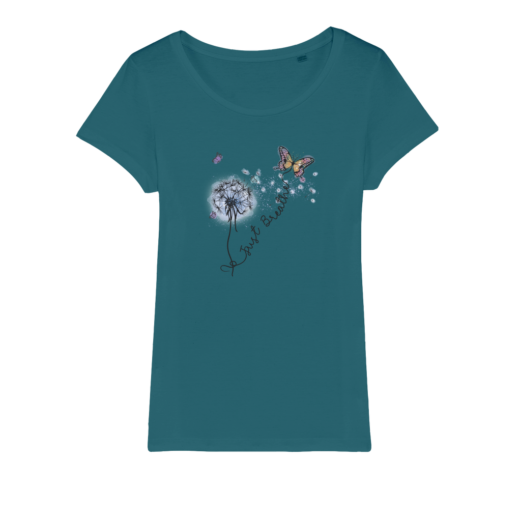 Just Breathe Butterfly Organic Jersey Womens T-Shirt