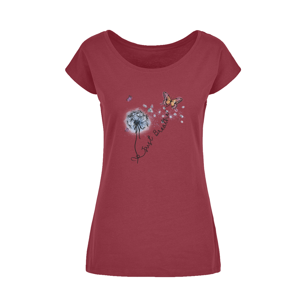 Just Breathe Butterfly Wide Neck Womens T-Shirt XS-5XL