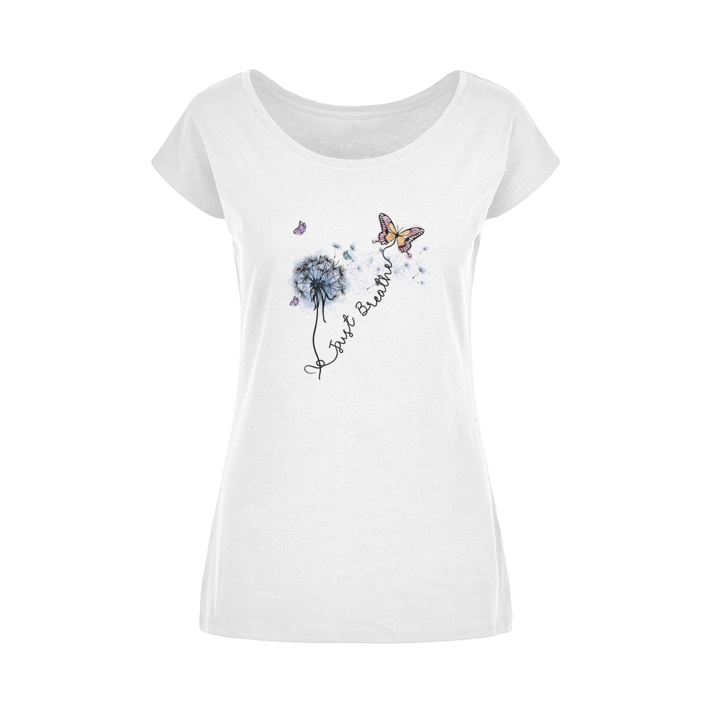 Just Breathe Butterfly Wide Neck Womens T-Shirt XS-5XL